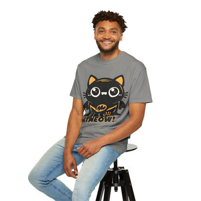 Superhero Cat T-Shirt - Cute Batman-Inspired Parody Design for Cat Lovers - High Quality Image