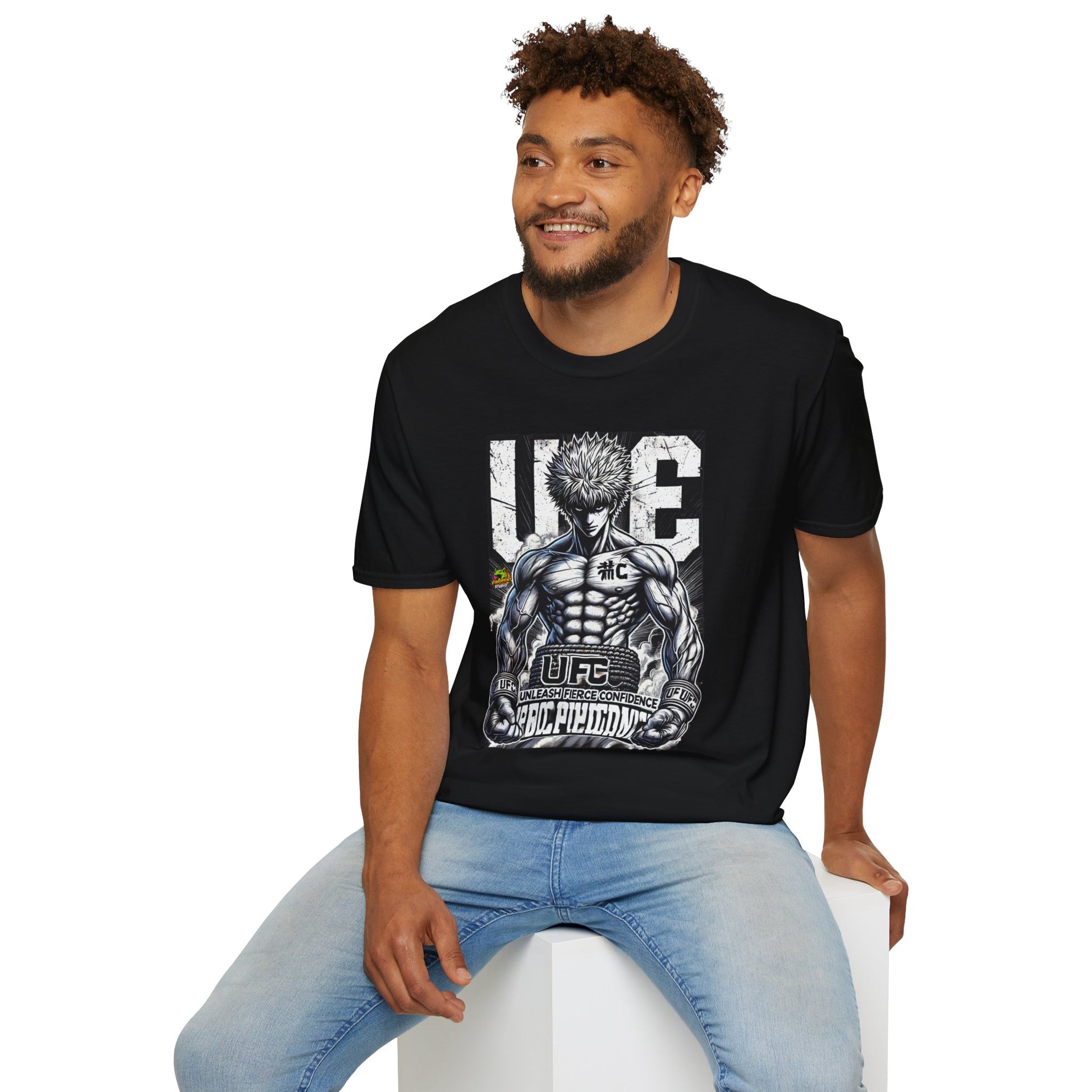 Anime - UFC T Shirt | Unleash Fierce Confidence | Motivational UFC Tee with Baki Anime T-Shirt design - custom-made. limited stock. Order yours now and stand out with this exclusive piece!