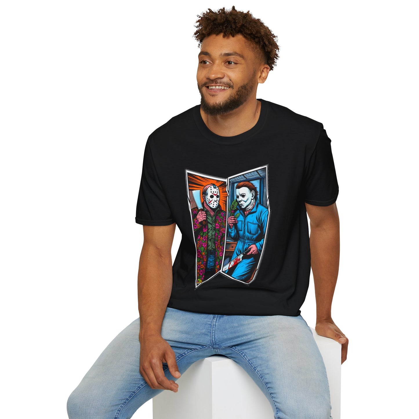 vintage horror shirt - Jason Voorhees & Michael Myers Shirt | Funny Halloween Horror Tee - perfect for Halloween lovers. spooky season t-shirt with unique flair. Order yours now and stand out with this exclusive piece!