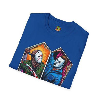 product - Jason & Michael Funny Halloween T-Shirt | Michael Myers Vintage Tee - custom-made. limited stock. Order yours now and stand out with this exclusive piece!