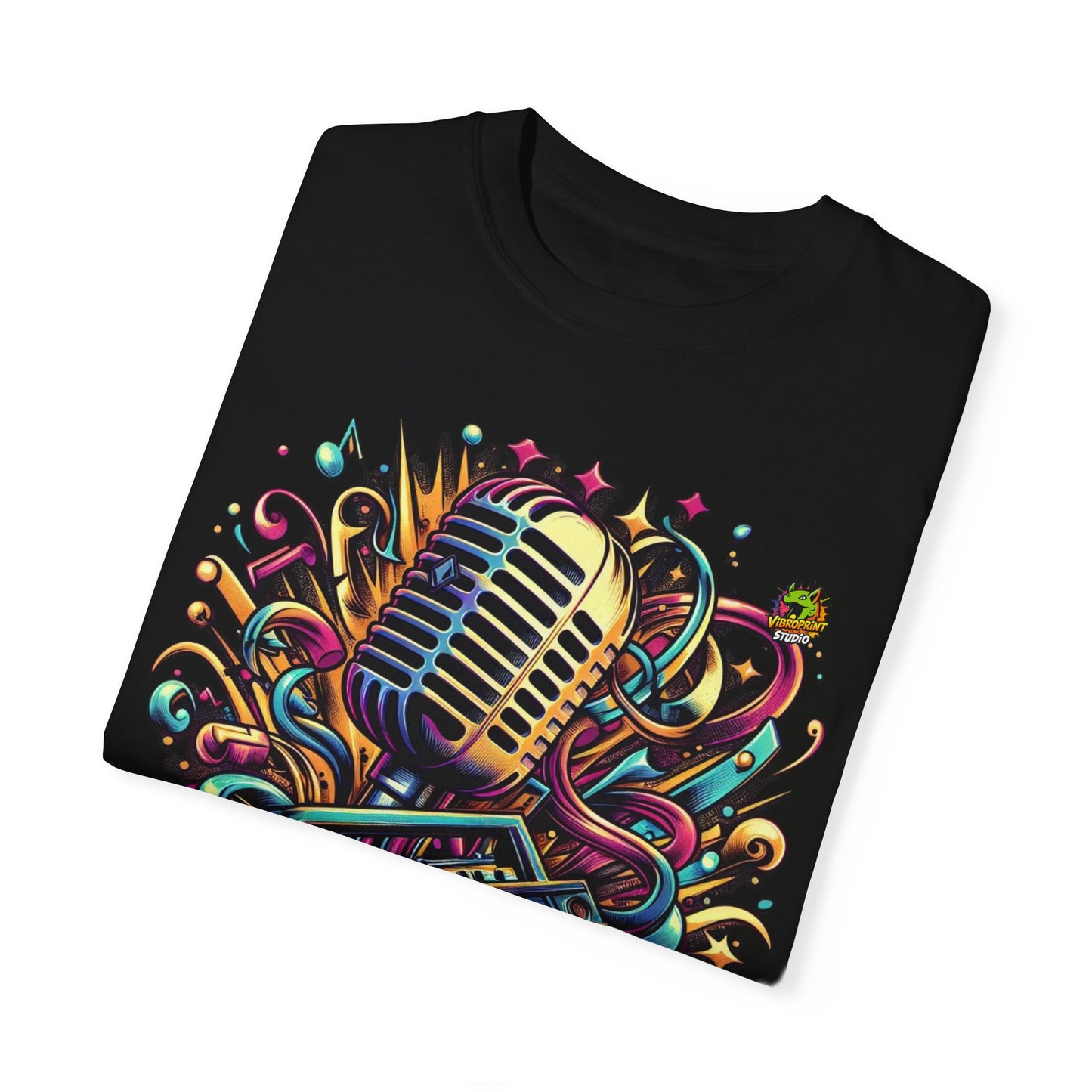 | - Rapper Merch Boombox & Microphone Fusion | Hip-Hop Beats T-Shirt Design - custom-made. perfect gift idea. Order yours now and stand out with this exclusive piece!