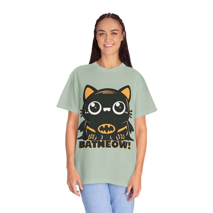 Superhero Cat T-Shirt - Cute Batman-Inspired Parody Design for Cat Lovers - High Quality Image