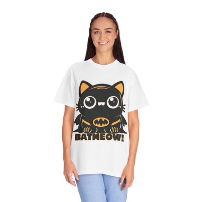 Superhero Cat T-Shirt - Cute Batman-Inspired Parody Design for Cat Lovers - High Quality Image