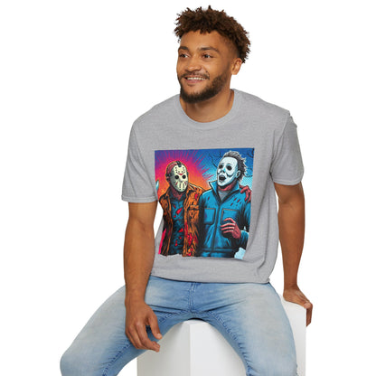 product - Jason Voorhees & Michael Myers Shirt | Funny Vintage Halloween Tee - custom-made. perfect gift idea. Order yours now and stand out with this exclusive piece!