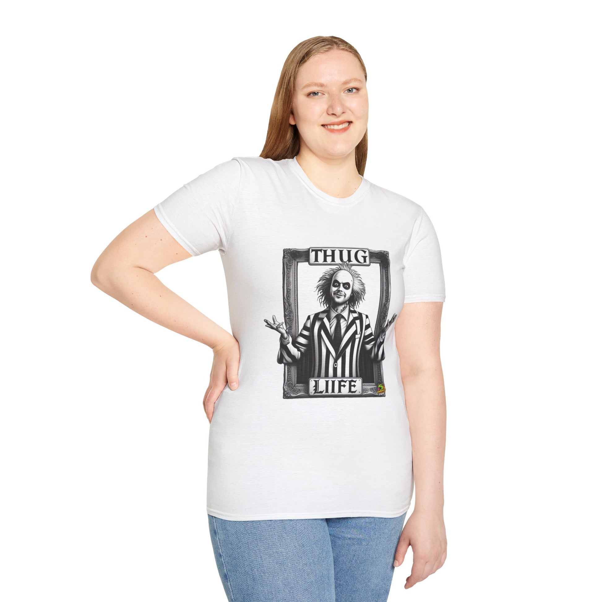 | - Beetlejuice Shirt | Thug Life Halloween T-Shirt | Beetlejuice Costume Tee with Attitude - custom-made. limited stock. Order yours now and stand out with this exclusive piece!