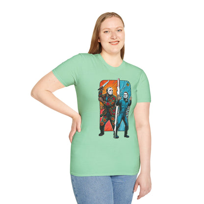 product - Jason Voorhees & Michael Myers Funny Horror Tee | Halloween Shirt - premium material. limited stock. Order yours now and stand out with this exclusive piece!