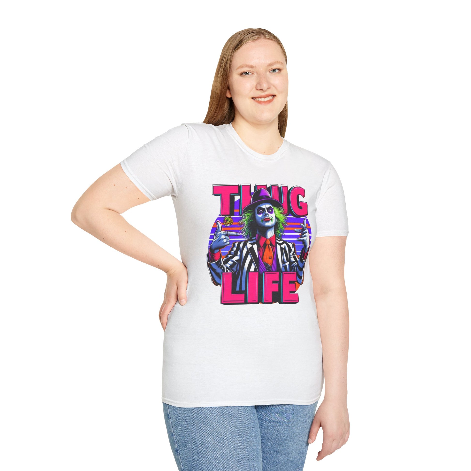 Halloween - Beetlejuice Shirt | Thug Life Graphic Shirt | Funny Halloween Beetlejuice Tee - premium material. limited stock. Order yours now and stand out with this exclusive piece!