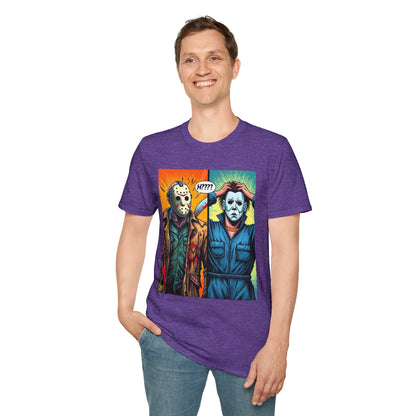 spooky season fashion - Jason Voorhees & Michael Myers Shirt | Funny Halloween Picnic Tee - spooky season. limited edition vintage horror design. Order yours now and stand out with this exclusive piece!