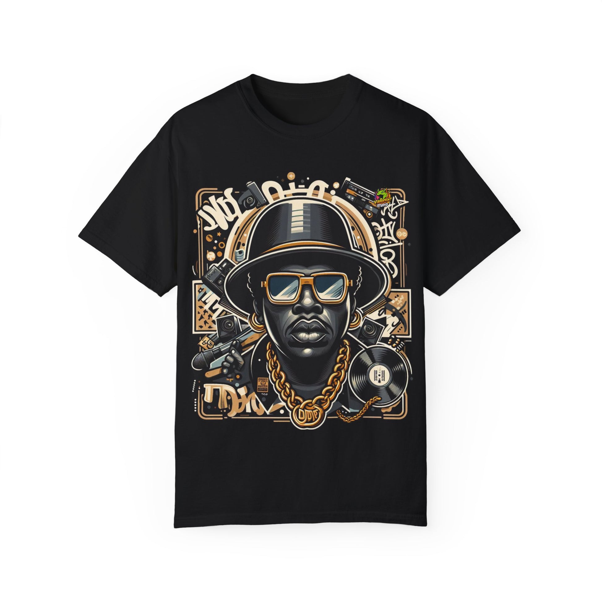 Exaggerated Hip-Hop Icon Rapper Merch | Caricature Style T-Shirt - High Quality Image