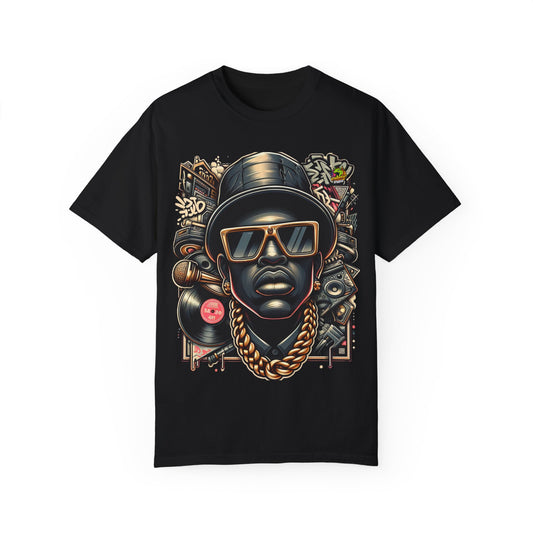 Rapper Merch Bold Hip-Hop Icon Design | Caricature Street Style T-Shirt - High Quality Image