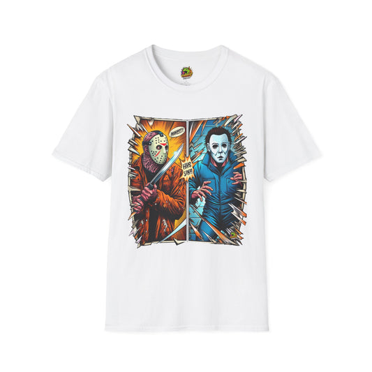 Jason Voorhees and Michael Myers T-Shirt | Funny Vintage Horror Tee - High Quality Image