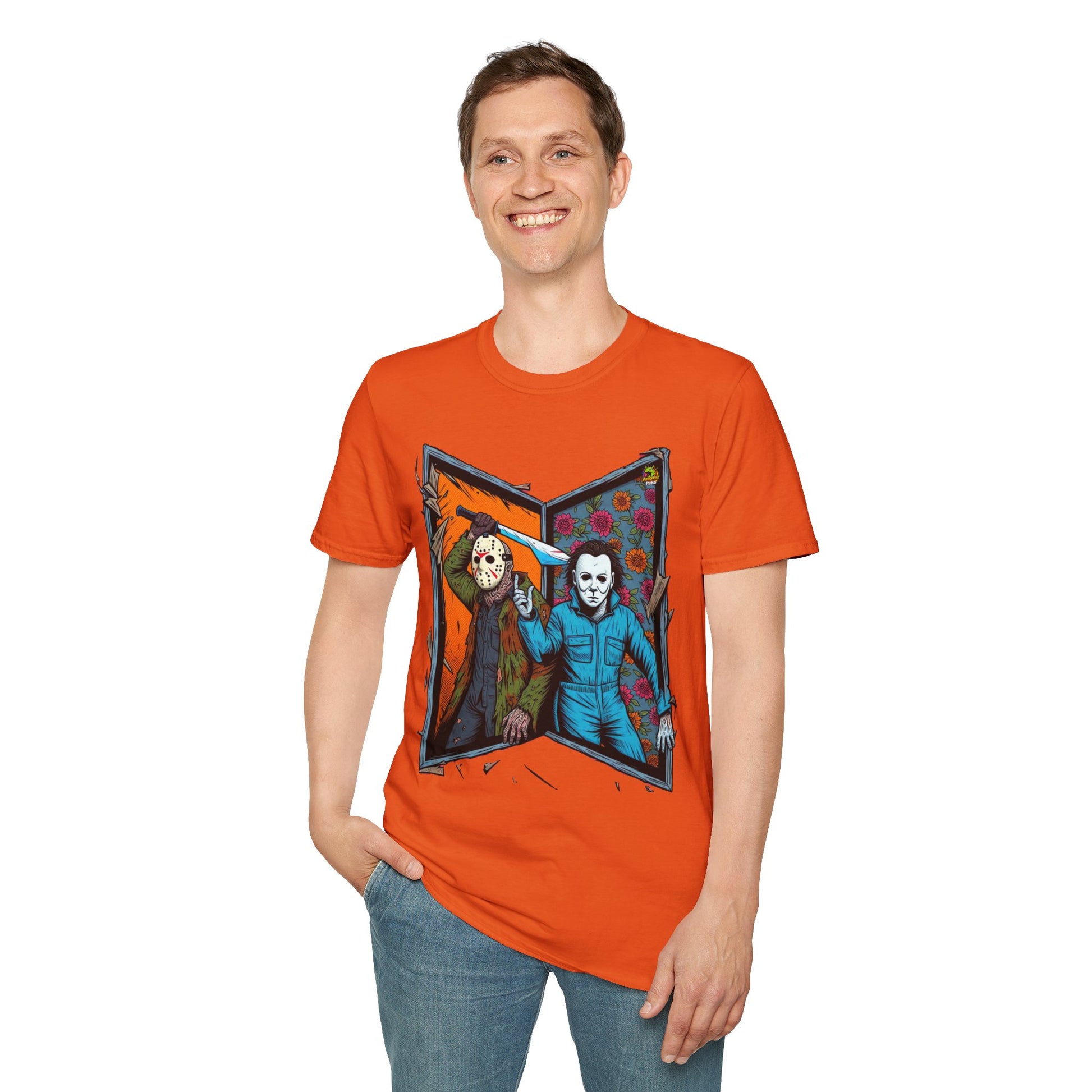 product - Jason Voorhees & Michael Myers T-Shirt | Funny Horror Tee - premium material. limited stock. Order yours now and stand out with this exclusive piece!