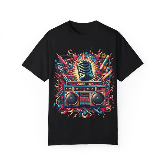 Rapper Merch with Microphone & Boombox Fusion | Bold Hip-Hop Music Design - High Quality Image