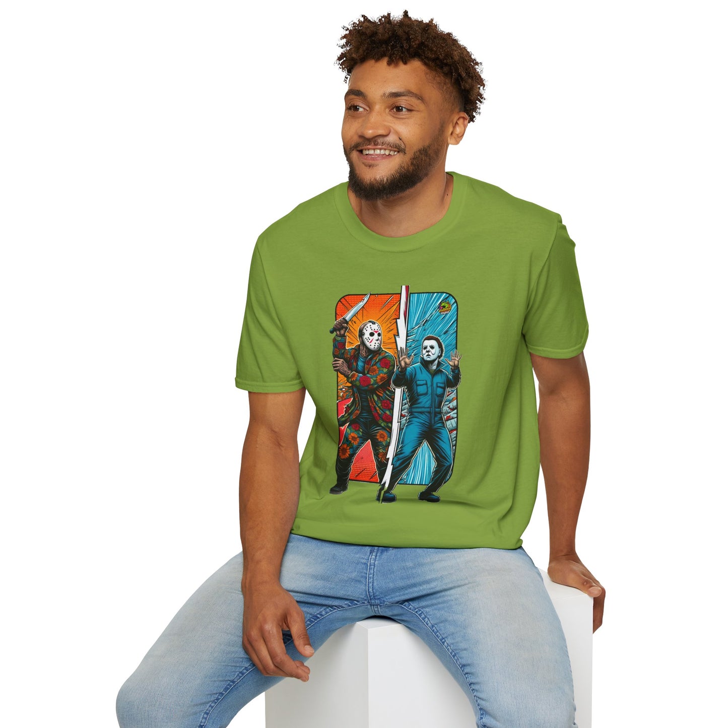 product - Jason Voorhees & Michael Myers Funny Horror Tee | Halloween Shirt - custom-made. perfect gift idea. Order yours now and stand out with this exclusive piece!