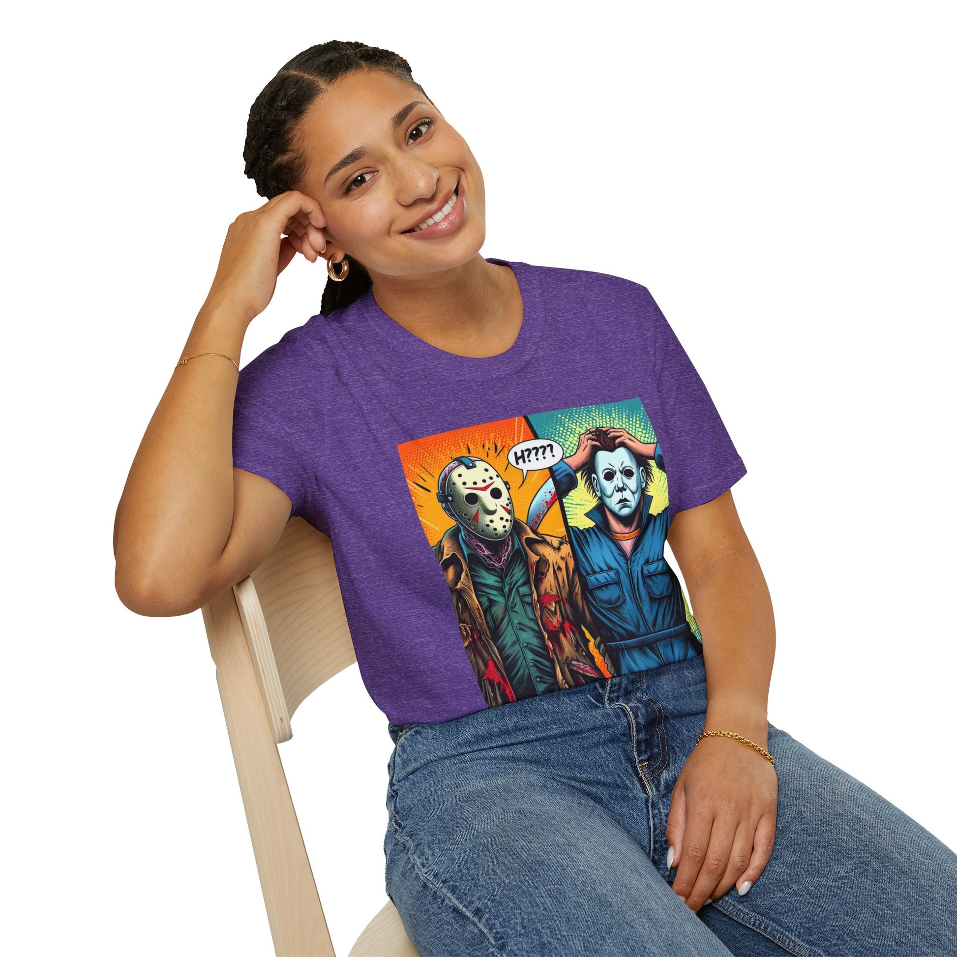 Michael Myers inspired design - Jason Voorhees & Michael Myers Shirt | Funny Halloween Picnic Tee - bold design. unique graphic tee featuring iconic horror characters. Order yours now and stand out with this exclusive piece!