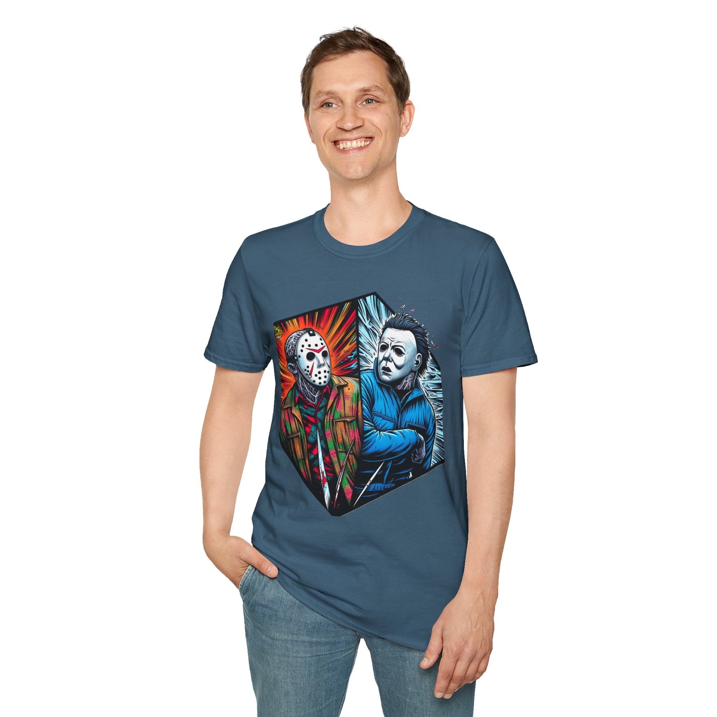 Michael Myers inspired design - Funny Jason & Michael Myers Shirt | Halloween Horror T-Shirt - comfortable fit. premium horror movie t-shirt for spooky occasions. Order yours now and stand out with this exclusive piece!