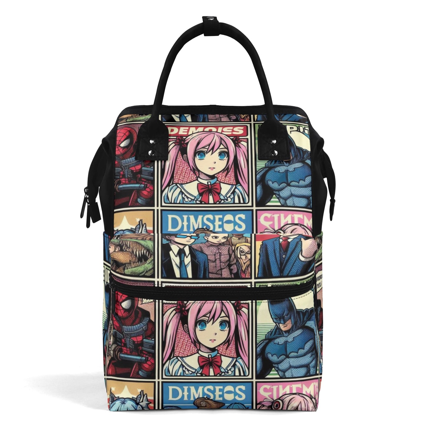 Anime Diaper Bag Backpack with Duckbill Design - Shown in [Color] (e.g., Anime Diaper Bag Backpack with Duckbill Design - Shown in Black) -Adapt to show specifics of the image being displayed.