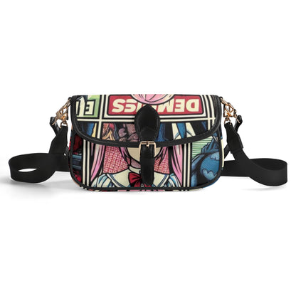 Kawaii Anime Crossbody Bag - Square PU Leather Purse with Chain Strap - Japanese Style - [Color Variation, if applicable]