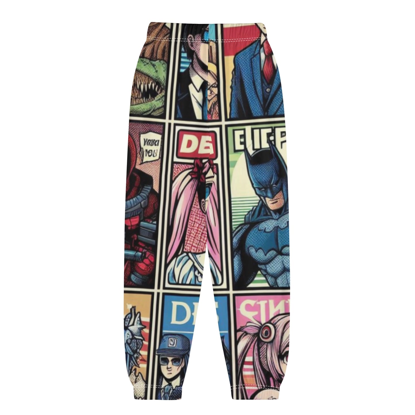 Comfortable fit of [Color] Kids Anime Joggers, size [Size], featuring an elastic waistband and cuffed ankles. Perfect for lounging at home. (Emphasizes comfort features and specific use case: lounging)