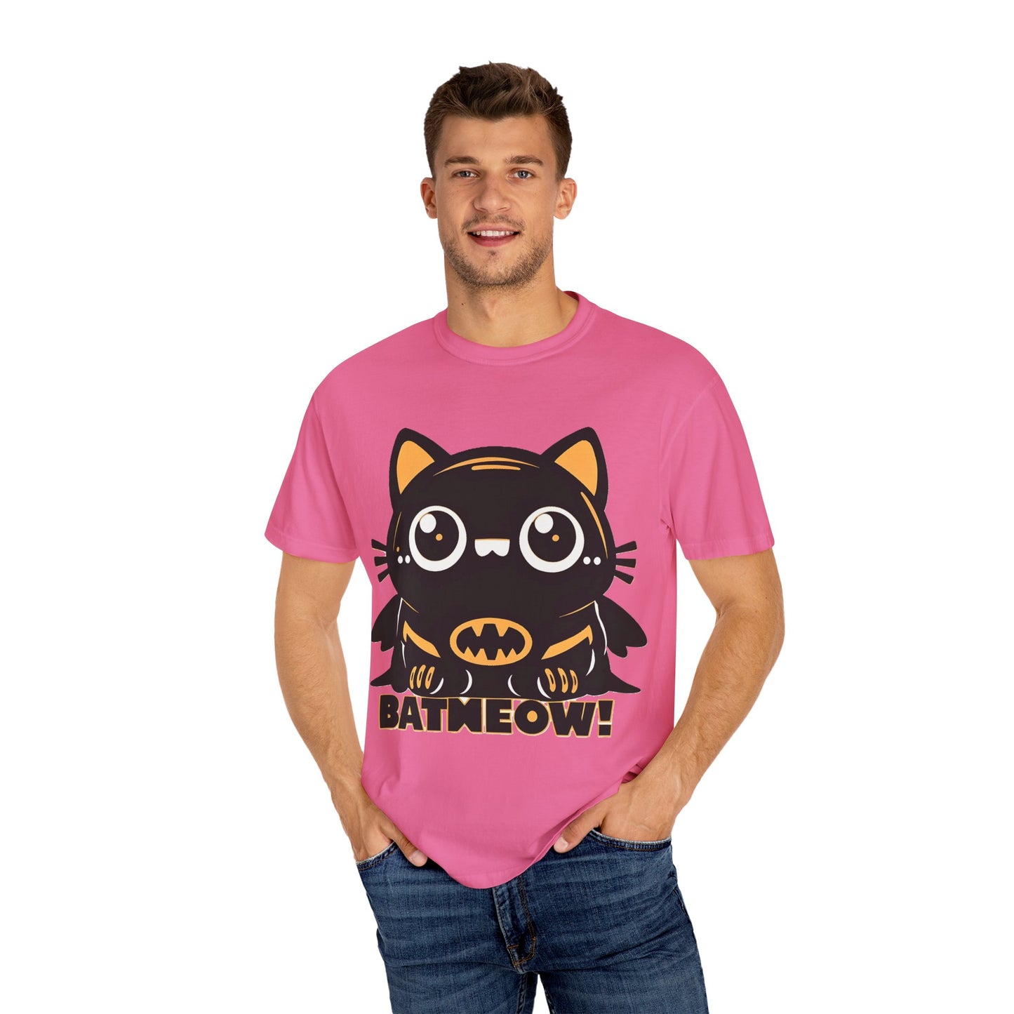 Superhero Cat T-Shirt - Cute Batman-Inspired Parody Design for Cat Lovers