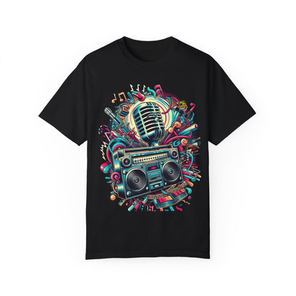 Rapper Merch Microphone & Boombox Design | Old-School Hip-Hop T-Shirt - High Quality Image