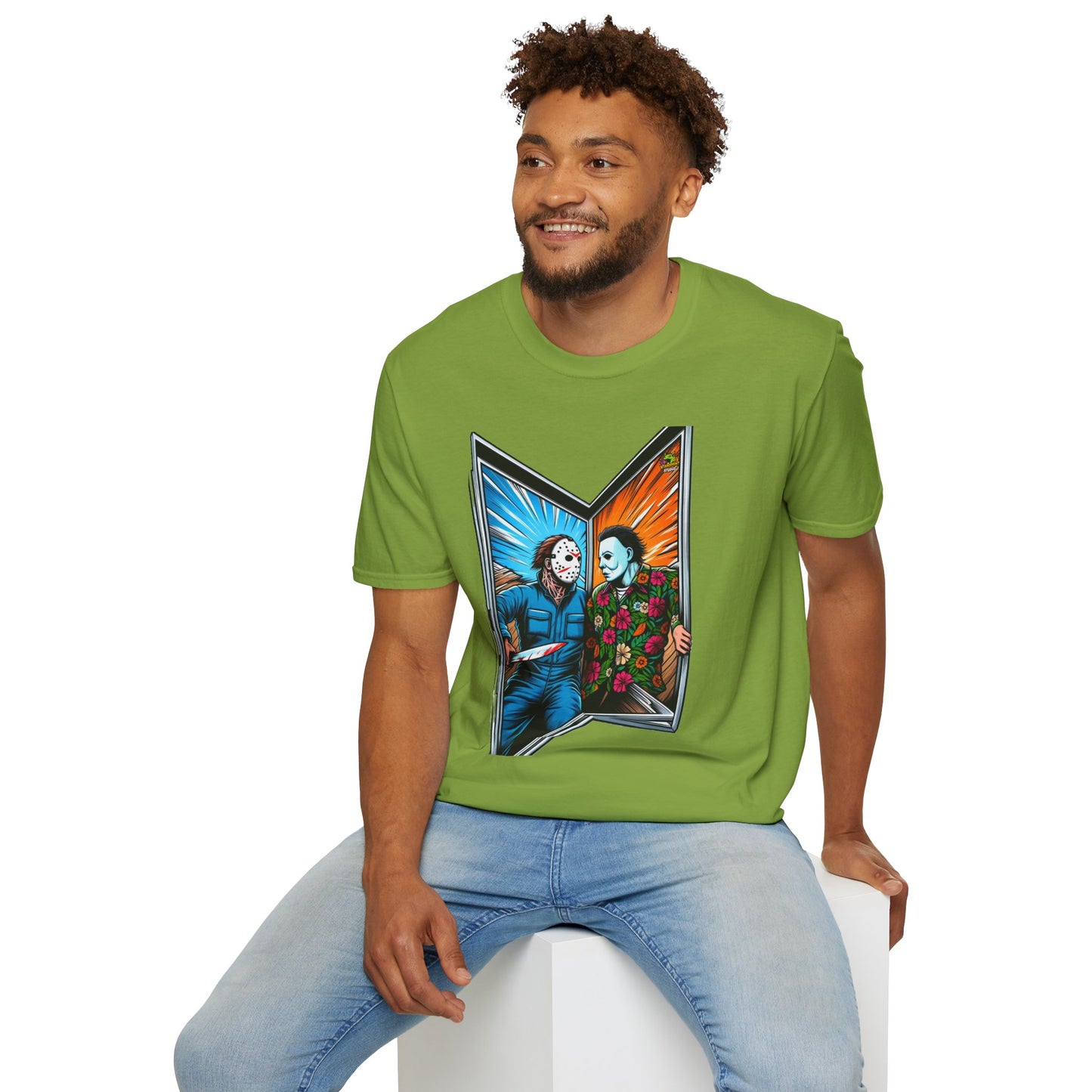 Halloween graphic tee - Funny Michael Myers Shirt | Jason Voorhees and Michael Halloween Tee - high-quality material. perfect Halloween gift for fans of horror culture. Order yours now and stand out with this exclusive piece!