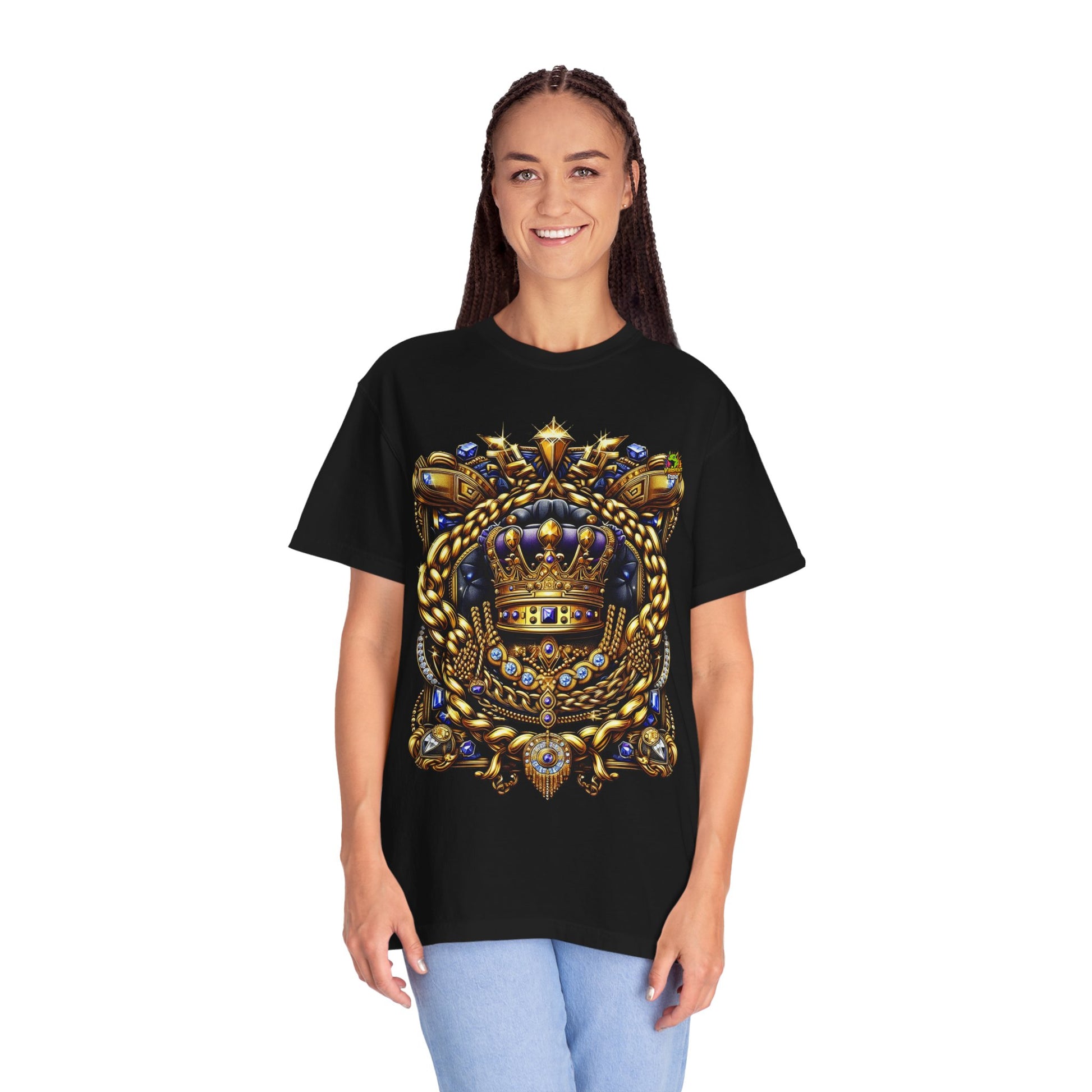 & - Rapper Merch Gold Chains & Crown Motif | Luxurious Hip-Hop Style T-Shirt - premium material. perfect gift idea. Order yours now and stand out with this exclusive piece!