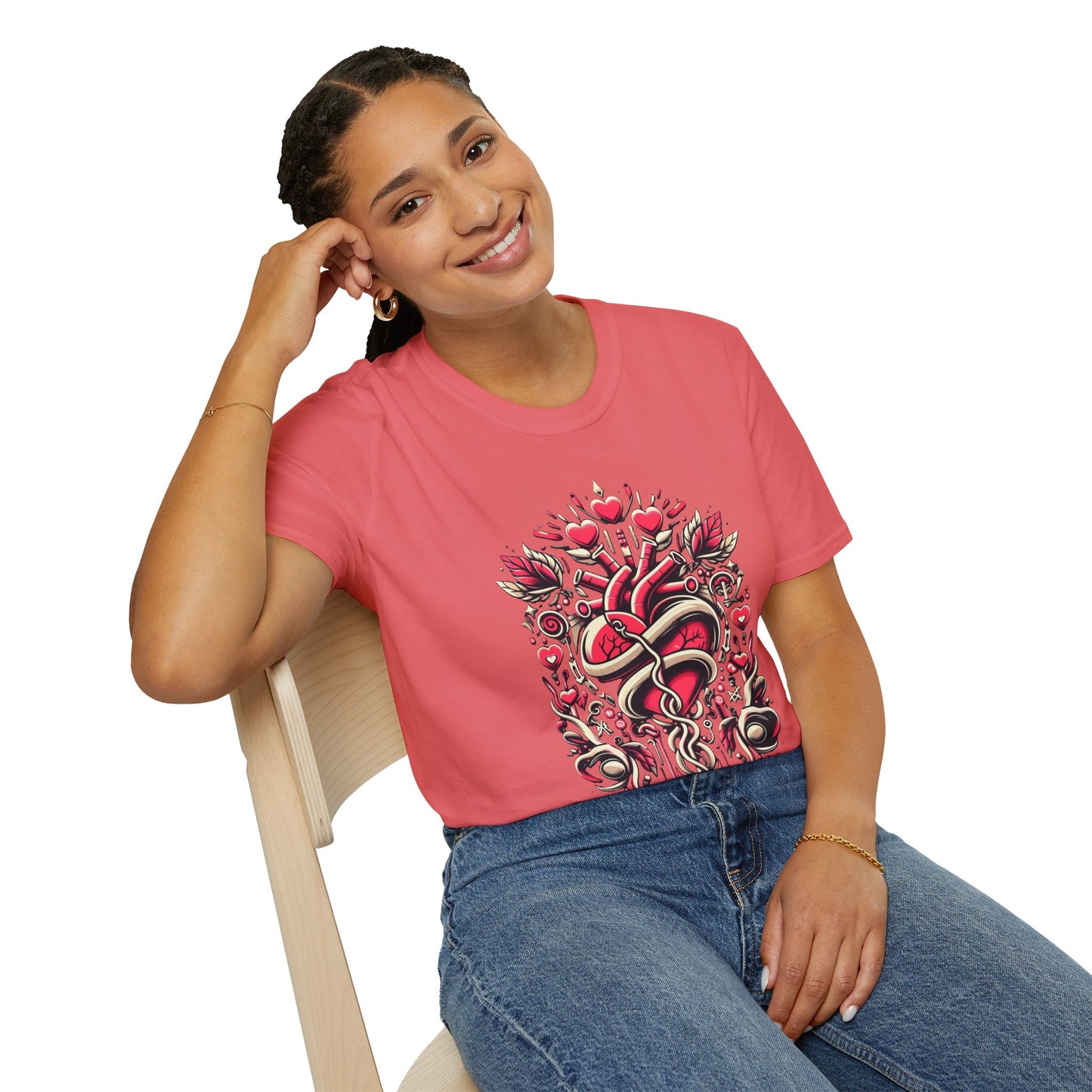 Model Wearing Valentine's Day Gift Tee - Unisex Soft T-Shirt