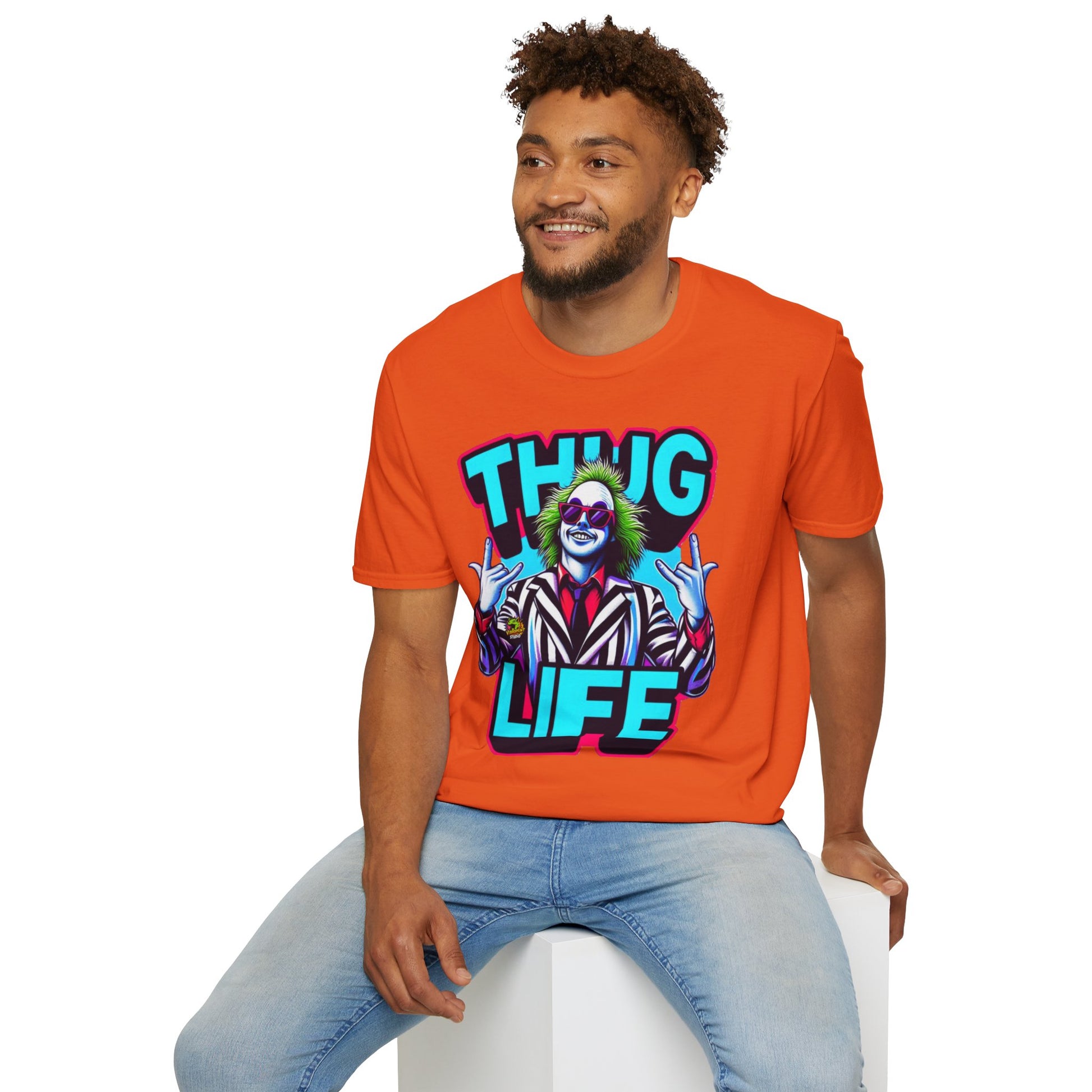 | - Beetlejuice Shirt | Thug Life Halloween Graphic Tee | Spooky Beetlejuice T-Shirt - custom-made. perfect gift idea. Order yours now and stand out with this exclusive piece!