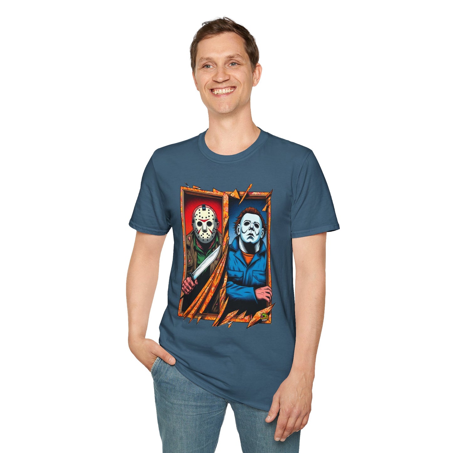 product - Michael Myers Vintage Tee | Jason Voorhees Funny Picnic Scene - custom-made. limited stock. Order yours now and stand out with this exclusive piece!