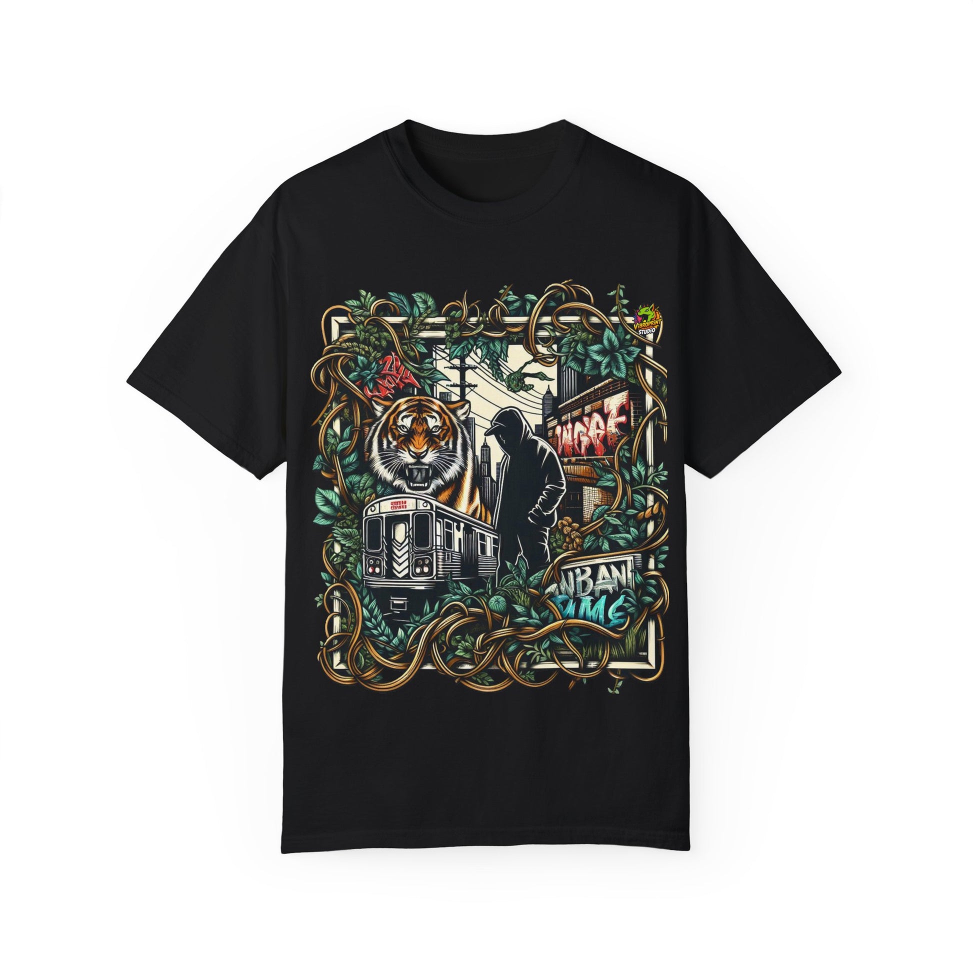 Urban Jungle Meets Hip-Hop Rapper Merch | City Life & Nature T-Shirt Design - High Quality Image