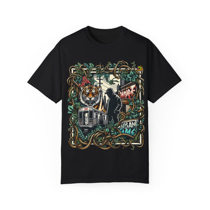 Urban Jungle Meets Hip-Hop Rapper Merch | City Life & Nature T-Shirt Design - High Quality Image