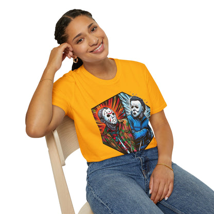 horror-themed apparel - Funny Jason & Michael Myers Shirt | Halloween Horror T-Shirt - trending style. premium horror movie t-shirt for spooky occasions. Order yours now and stand out with this exclusive piece!