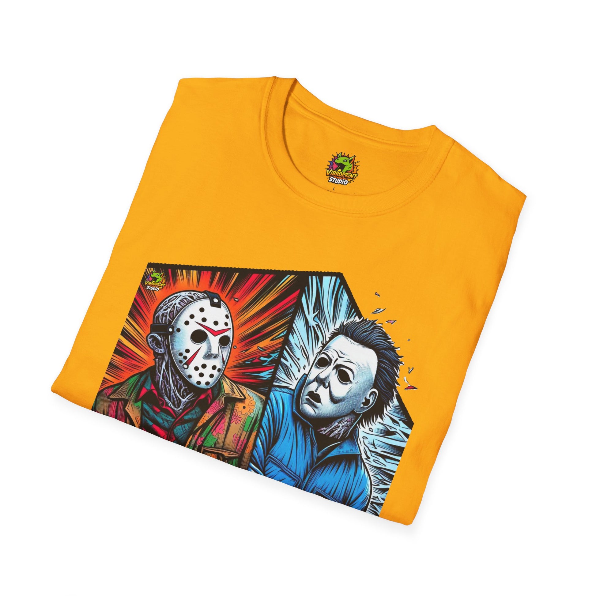 Halloween graphic tee - Funny Jason & Michael Myers Shirt | Halloween Horror T-Shirt - gift for horror fans. spooky season t-shirt with unique flair. Order yours now and stand out with this exclusive piece!