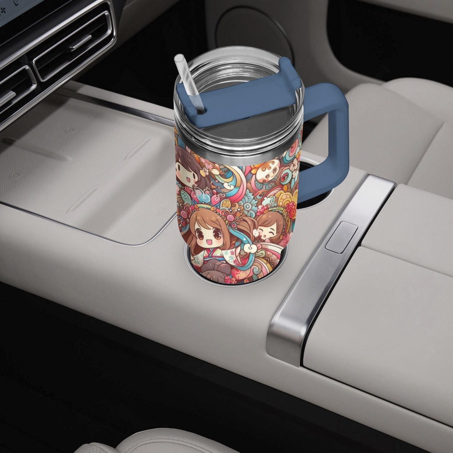 Anime - Stanley cup - Car Tumbler Cup 40oz, Anime & Retro Comic Book Style Insulated Mug, Colorful Superhero Design - premium material. limited stock. Order yours now and stand out with this exclusive piece!