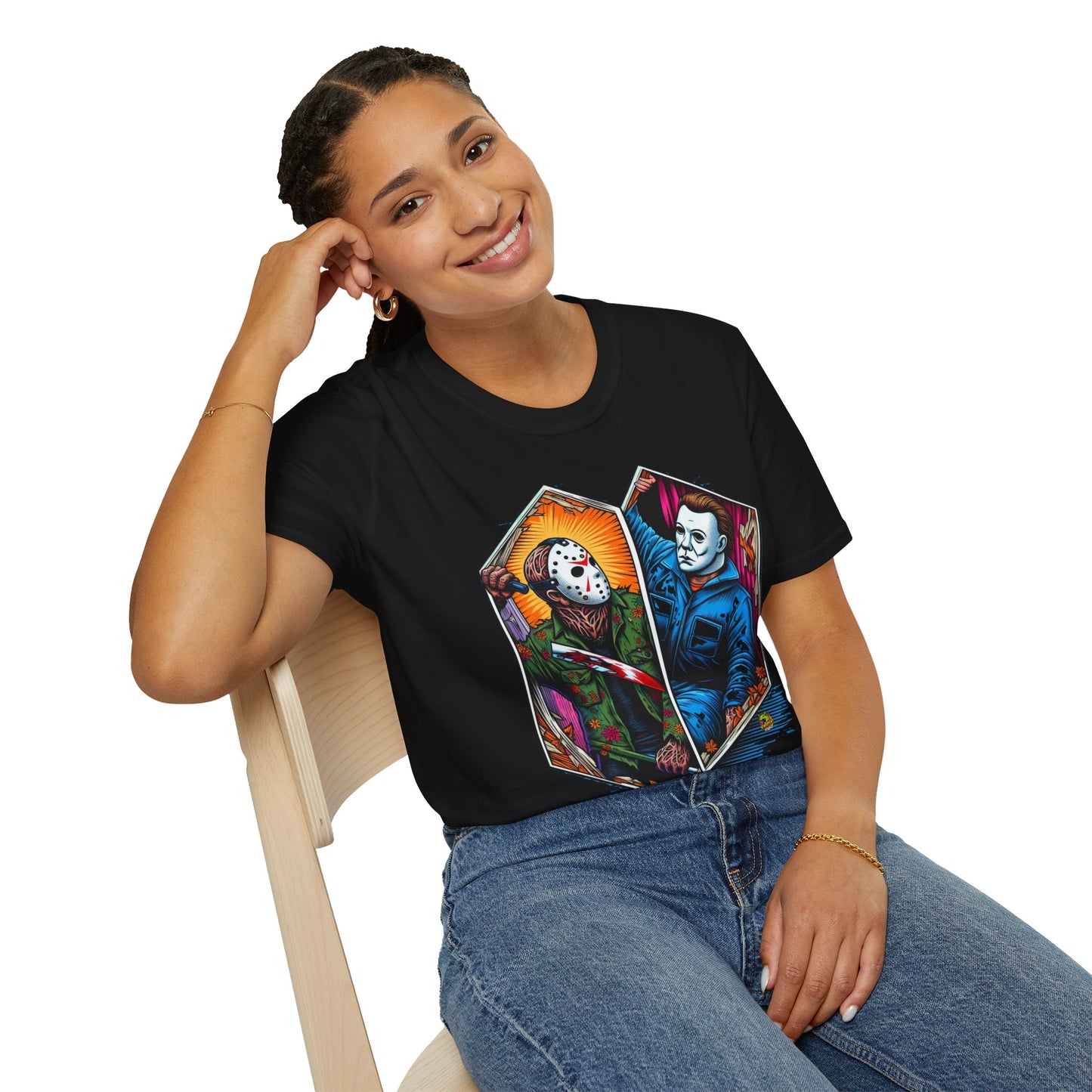 product - Jason & Michael Funny Halloween T-Shirt | Michael Myers Vintage Tee - premium material. perfect gift idea. Order yours now and stand out with this exclusive piece!