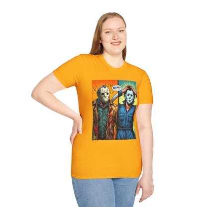 spooky season fashion - Jason Voorhees & Michael Myers Shirt | Funny Halloween Picnic Tee - exclusive artwork. limited edition vintage horror design. Order yours now and stand out with this exclusive piece!