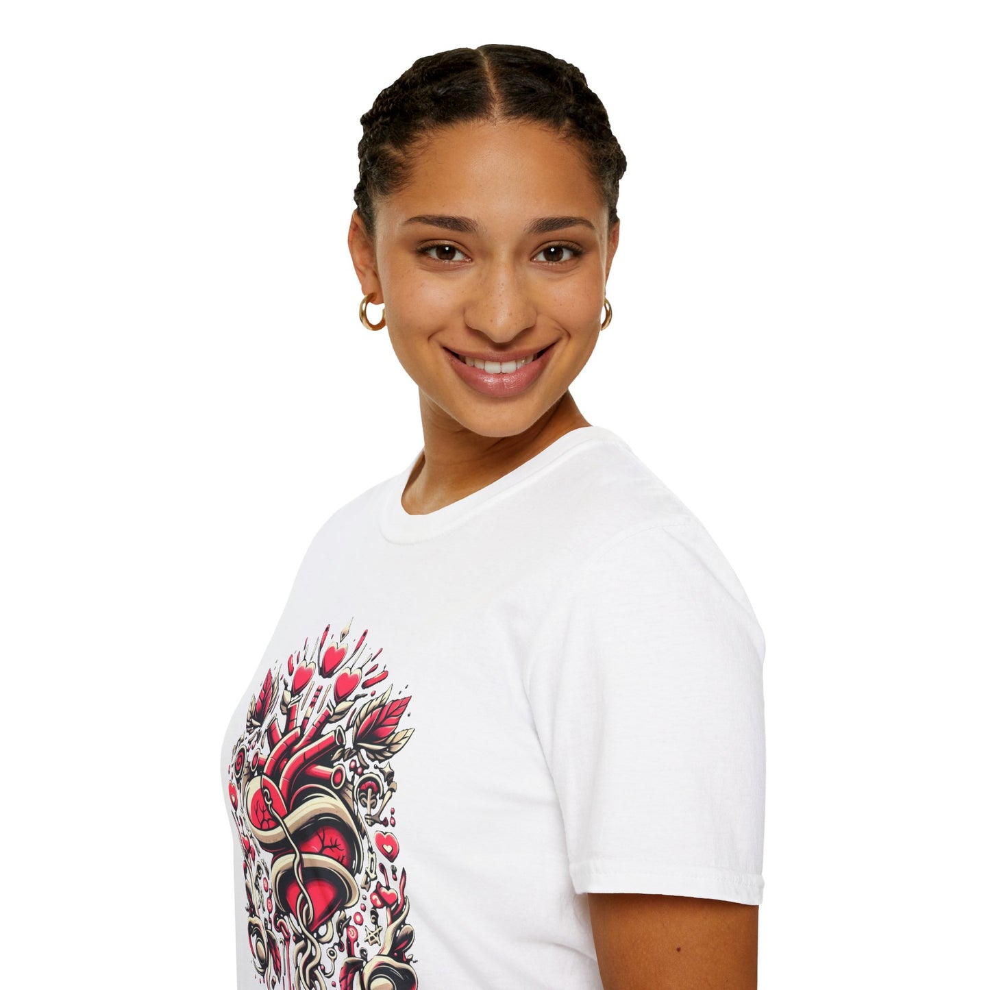 Model Wearing Valentine's Day Gift Tee - Unisex Soft T-Shirt