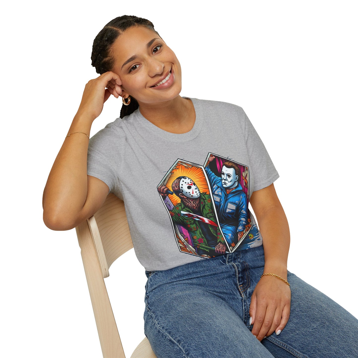 product - Jason & Michael Funny Halloween T-Shirt | Michael Myers Vintage Tee - premium material. perfect gift idea. Order yours now and stand out with this exclusive piece!