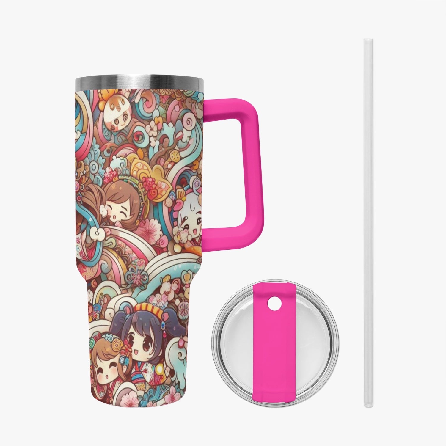 Car - Stanley cup - Car Tumbler Cup 40oz, Anime & Retro Comic Book Style Insulated Mug, Colorful Superhero Design - premium material. limited stock. Order yours now and stand out with this exclusive piece!