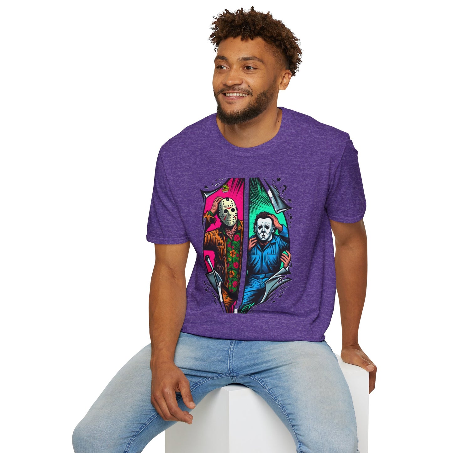 horror-themed apparel - Michael Myers Vintage Shirt | Jason Voorhees Funny Picnic Scene Tee - spooky season. perfect Halloween gift for fans of horror culture. Order yours now and stand out with this exclusive piece!