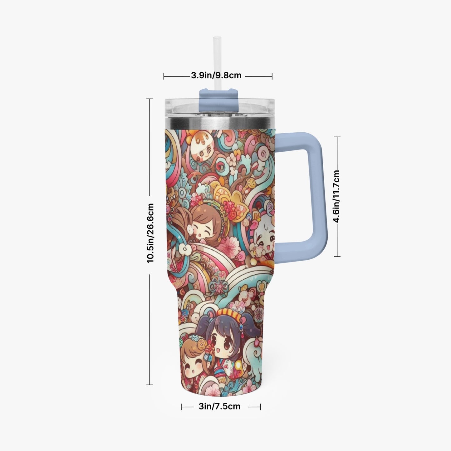 Insulated - Stanley cup - Car Tumbler Cup 40oz, Anime & Retro Comic Book Style Insulated Mug, Colorful Superhero Design - custom-made. limited stock. Order yours now and stand out with this exclusive piece!