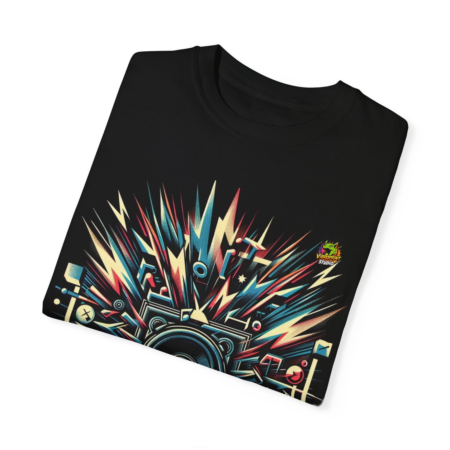 Merch - Booming Sound Waves Rapper Merch | Urban Hip-Hop Beats T-Shirt Design - custom-made. perfect gift idea. Order yours now and stand out with this exclusive piece!