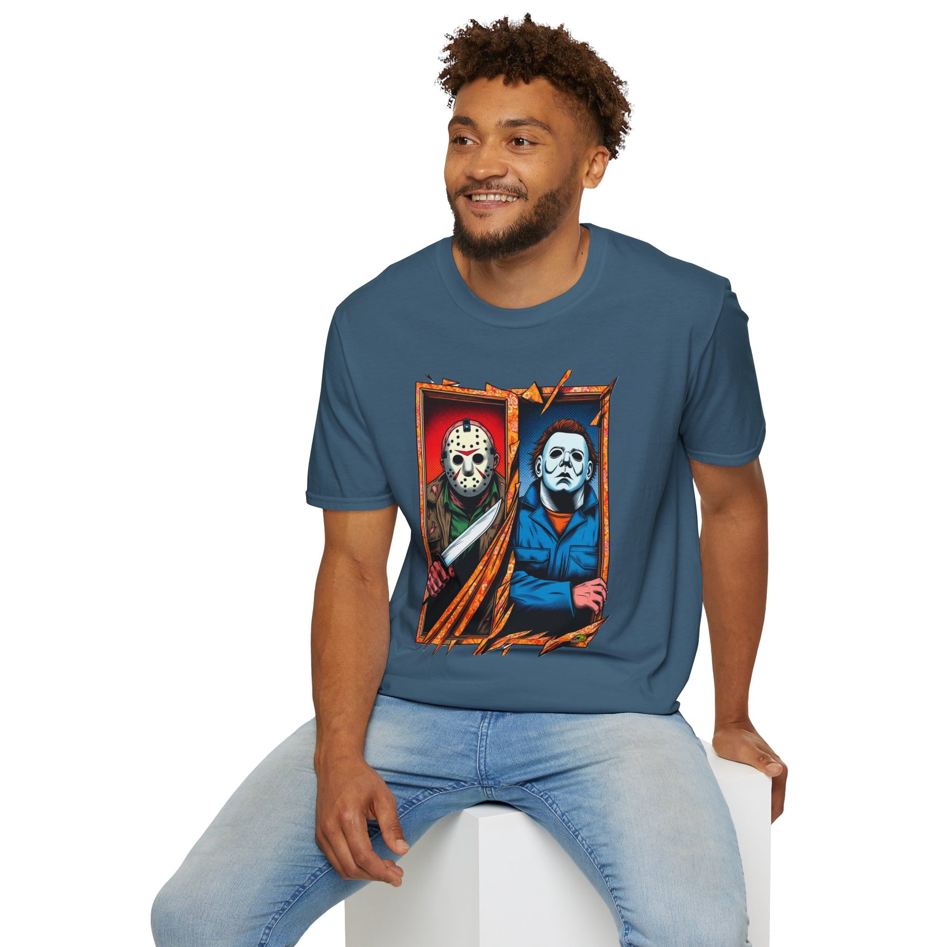 product - Michael Myers Vintage Tee | Jason Voorhees Funny Picnic Scene - custom-made. perfect gift idea. Order yours now and stand out with this exclusive piece!