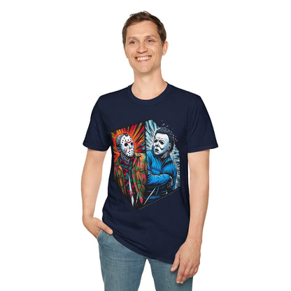 T-Shirt - Funny Jason & Michael Myers Shirt | Halloween Horror T-Shirt - premium material. limited stock. Order yours now and stand out with this exclusive piece!