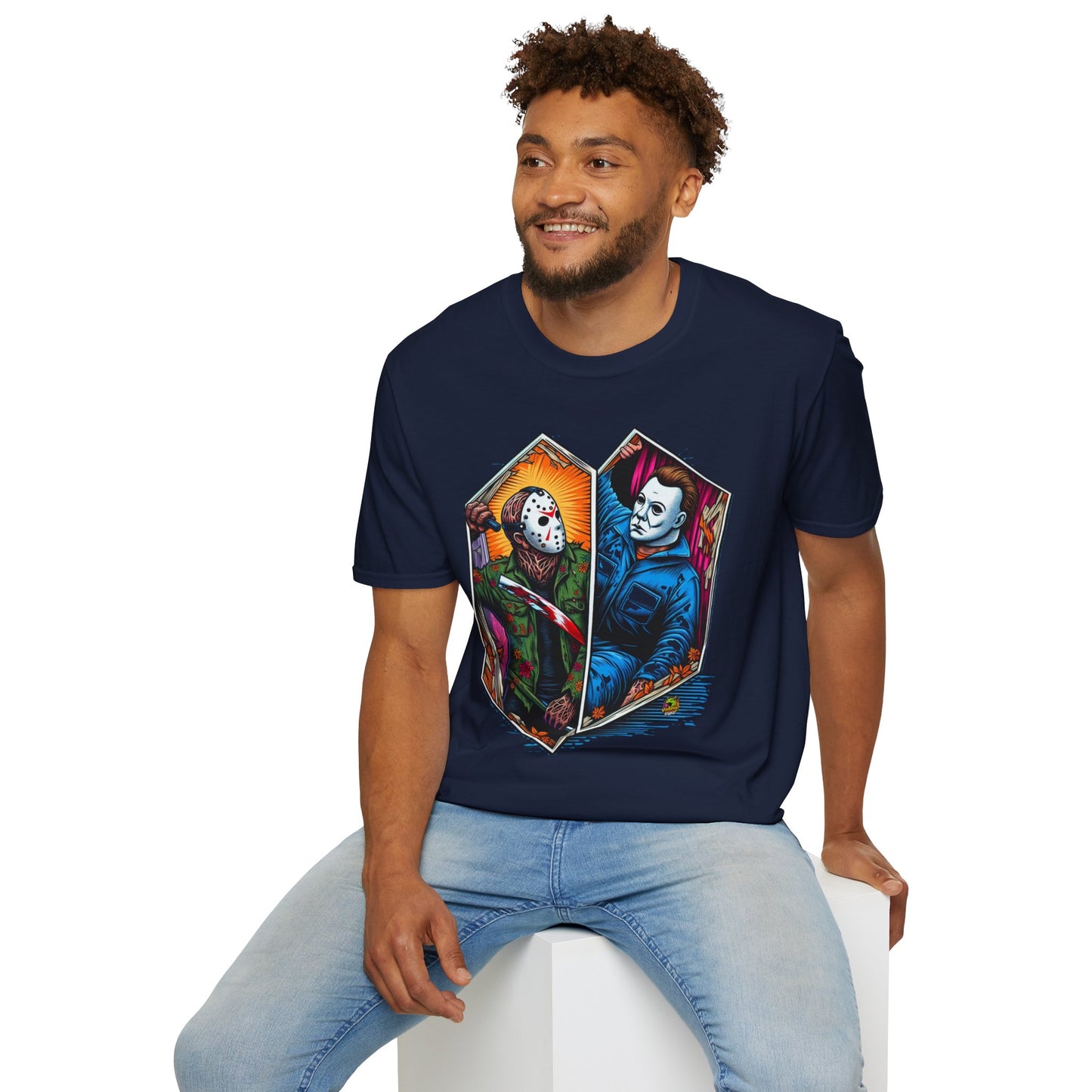 product - Jason & Michael Funny Halloween T-Shirt | Michael Myers Vintage Tee - premium material. limited stock. Order yours now and stand out with this exclusive piece!