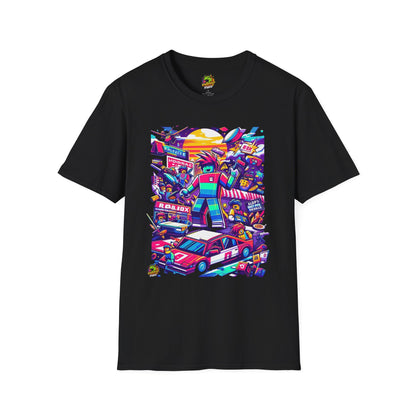 Roblox T-Shirt Memes - 3D blocky design featuring official Roblox logo and vibrant colors - Vibroprint Studio Gamer Tee