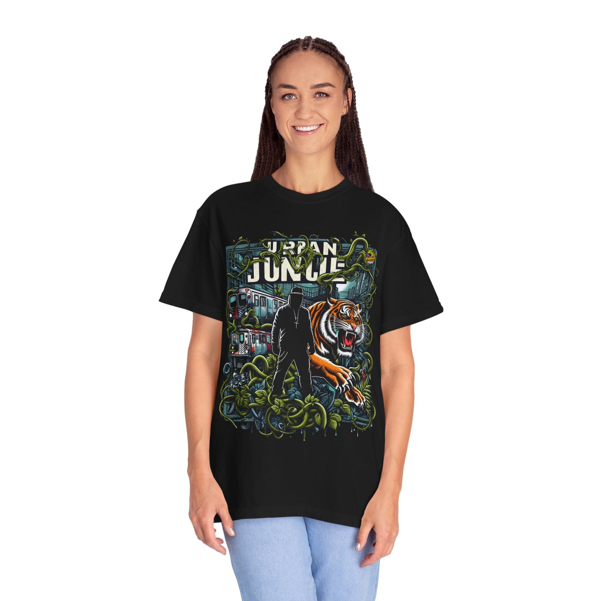 T-Shirt - Urban Jungle Rhythms Rapper Merch | City Meets Nature T-Shirt Design - custom-made. limited stock. Order yours now and stand out with this exclusive piece!