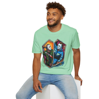 Jason & Michael Funny Halloween T-Shirt | Michael Myers Vintage Tee