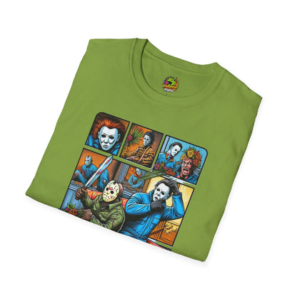 vintage horror shirt - Jason Voorhees & Michael Myers Funny Shirt | Halloween Horror Tee - perfect for Halloween lovers. unique graphic tee featuring iconic horror characters. Order yours now and stand out with this exclusive piece!